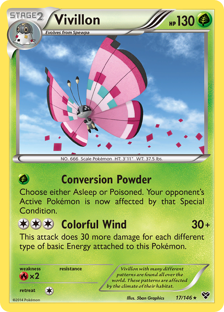 Vivillon (17/146) (Meadow Form/Pink Wings) [XY: Base Set] | I Want That Stuff Brandon