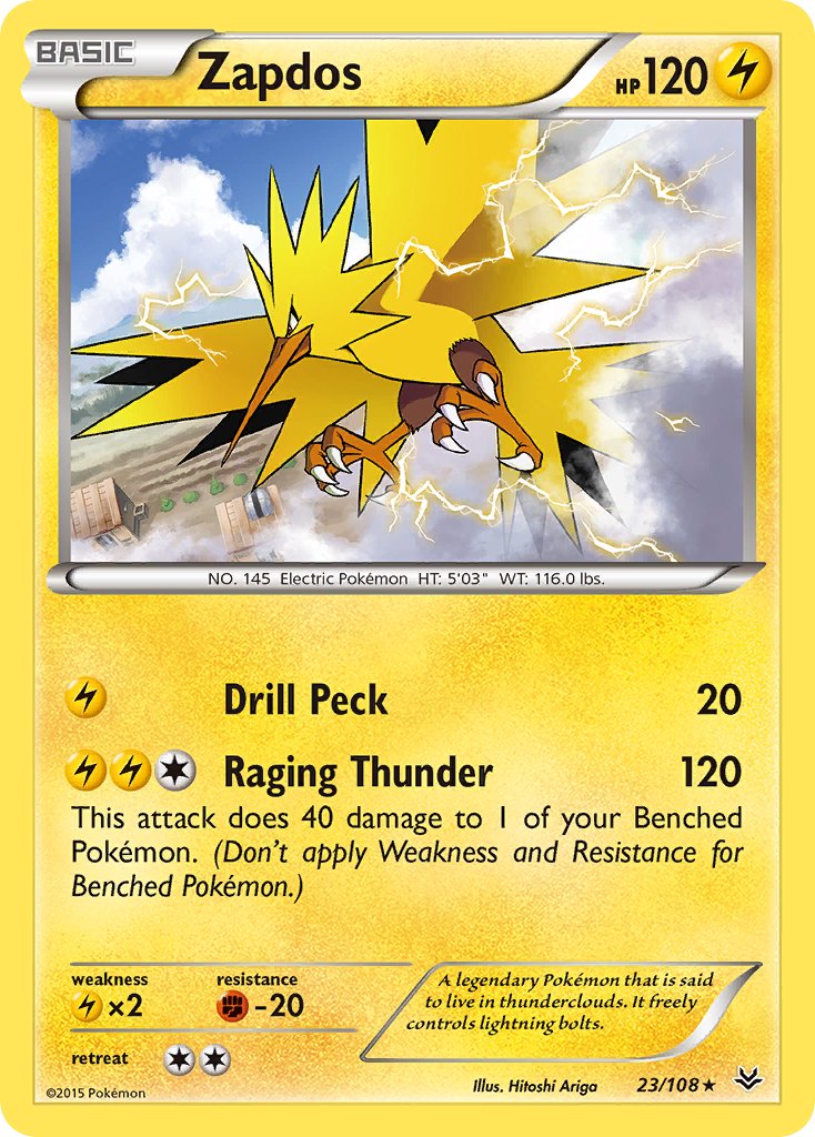 Zapdos(23/108) (Theme Deck Exclusive) [XY: Roaring Skies] | I Want That Stuff Brandon