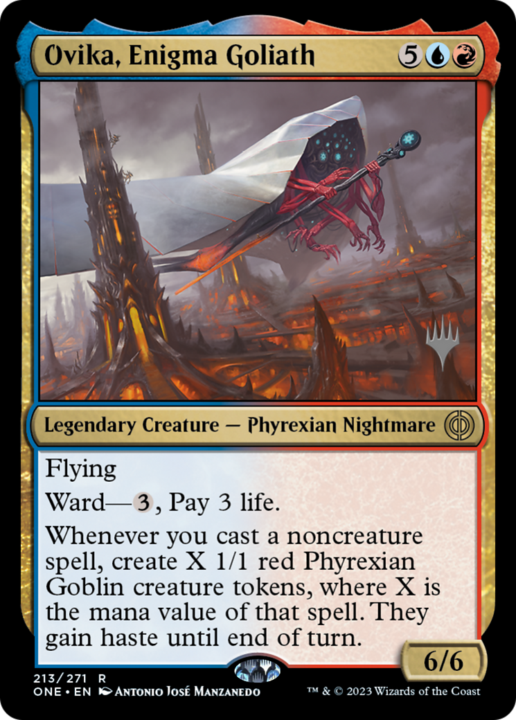 Ovika, Enigma Goliath (Promo Pack) [Phyrexia: All Will Be One Promos] | I Want That Stuff Brandon