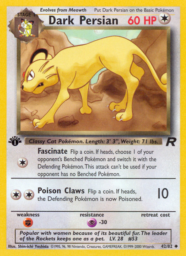 Dark Persian (42/82) [Team Rocket 1st Edition] | I Want That Stuff Brandon