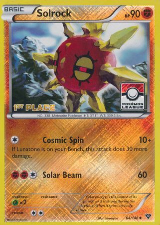 Solrock (64/146) (1st Place League Challenge Promo) [XY: Base Set] | I Want That Stuff Brandon