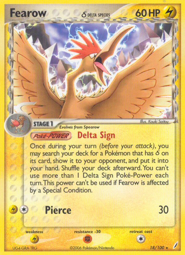 Fearow (18/100) (Delta Species) [EX: Crystal Guardians] | I Want That Stuff Brandon