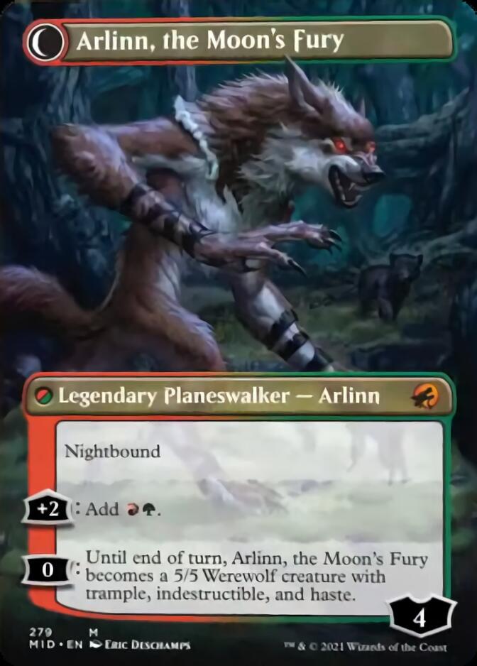 Arlinn, the Pack's Hope // Arlinn, the Moon's Fury (Borderless) [Innistrad: Midnight Hunt] | I Want That Stuff Brandon