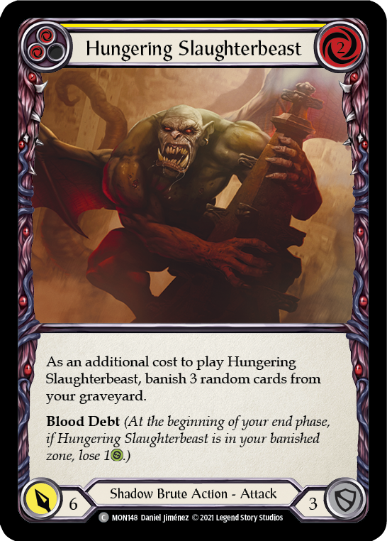 Hungering Slaughterbeast (Yellow) [MON148] 1st Edition Normal | I Want That Stuff Brandon