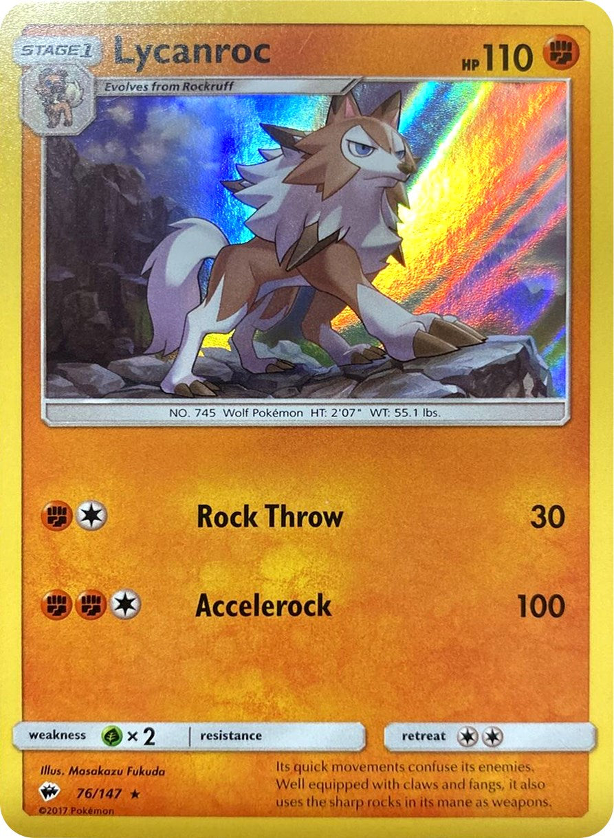 Lycanroc (76/147) (Water Web Holo) [Sun & Moon: Burning Shadows] | I Want That Stuff Brandon