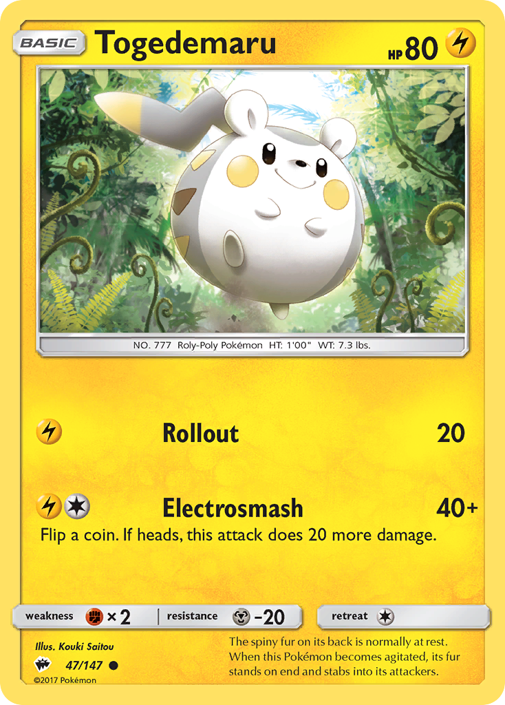 Togedemaru (47/147) [Sun & Moon: Burning Shadows] | I Want That Stuff Brandon