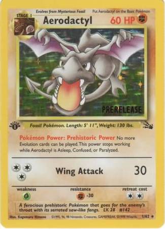 Aerodactyl (1/62) (Prerelease Promo) [Fossil 1st Edition] | I Want That Stuff Brandon