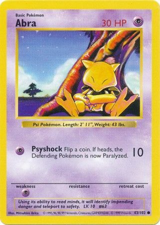 Abra (43/102) [Base Set Shadowless Unlimited] | I Want That Stuff Brandon