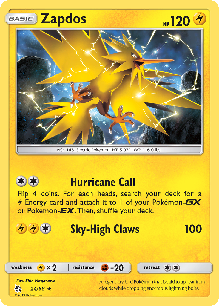 Zapdos (24/68) [Sun & Moon: Hidden Fates] | I Want That Stuff Brandon