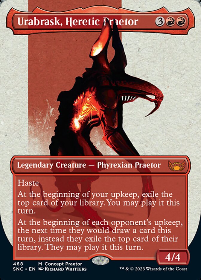 Urabrask, Heretic Praetor (Borderless Concept Praetors) [Phyrexia: All Will Be One] | I Want That Stuff Brandon