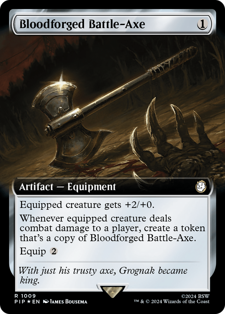 Bloodforged Battle-Axe (Extended Art) (Surge Foil) [Fallout] | I Want That Stuff Brandon