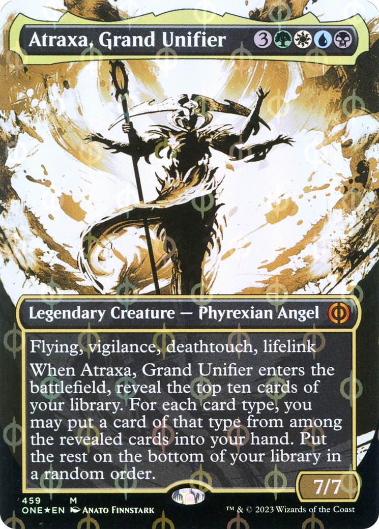 Atraxa, Grand Unifier (Borderless Ichor Step-and-Compleat Foil) [Phyrexia: All Will Be One] | I Want That Stuff Brandon
