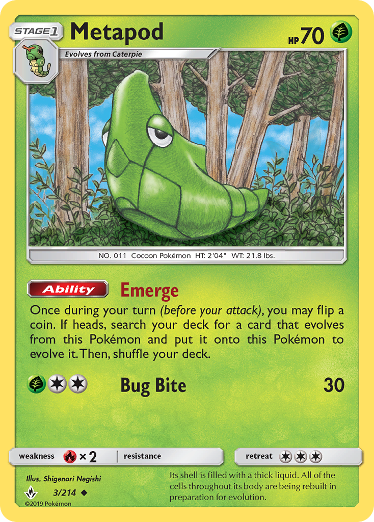 Metapod (3/214) [Sun & Moon: Unbroken Bonds] | I Want That Stuff Brandon