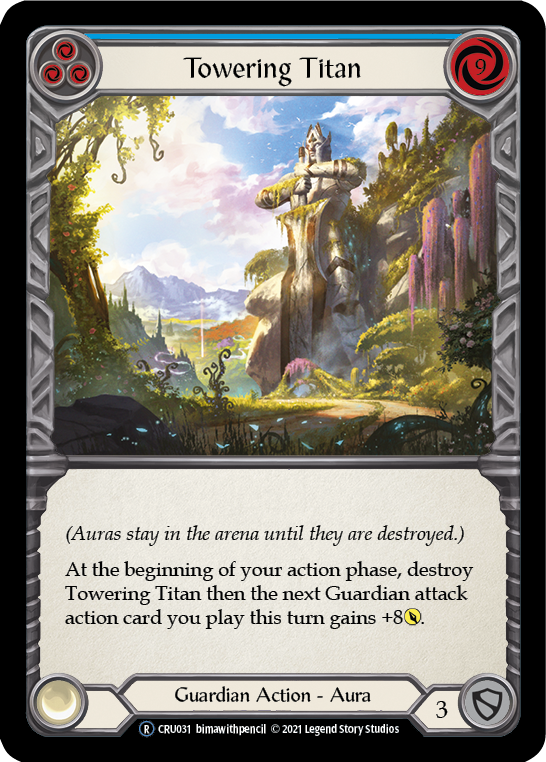 Towering Titan (Blue) (Rainbow Foil) [CRU031-RF] Unlimited Rainbow Foil | I Want That Stuff Brandon