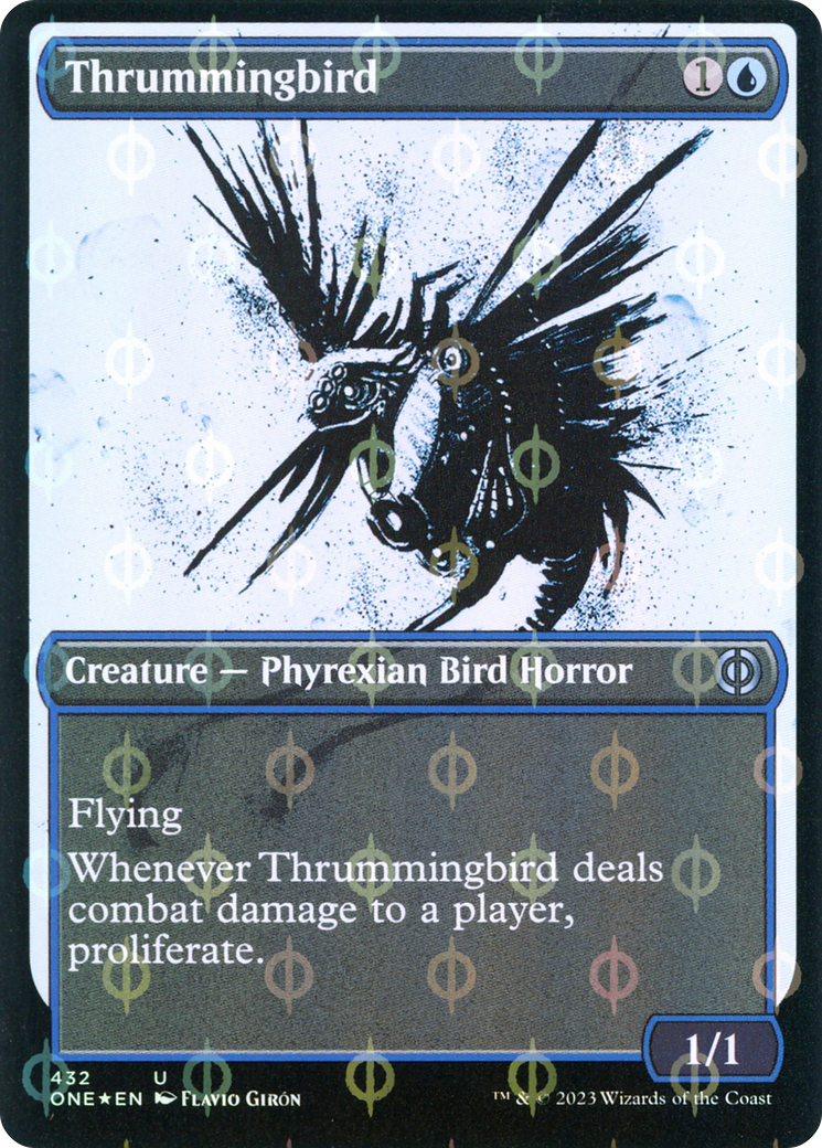 Thrummingbird (Showcase Ichor Step-and-Compleat Foil) [Phyrexia: All Will Be One] | I Want That Stuff Brandon