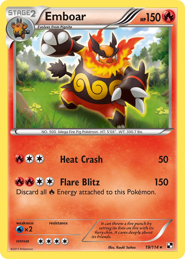 Emboar (19/114) (Cracked Ice Holo) (Theme Deck Exclusive) [Black & White: Base Set] | I Want That Stuff Brandon