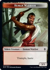 Human Warrior // Food (18) Double-Sided Token [Throne of Eldraine Tokens] | I Want That Stuff Brandon