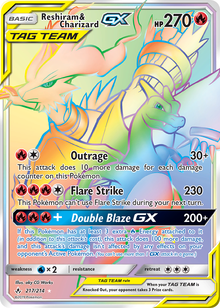 Reshiram & Charizard GX (217/214) [Sun & Moon: Unbroken Bonds] | I Want That Stuff Brandon