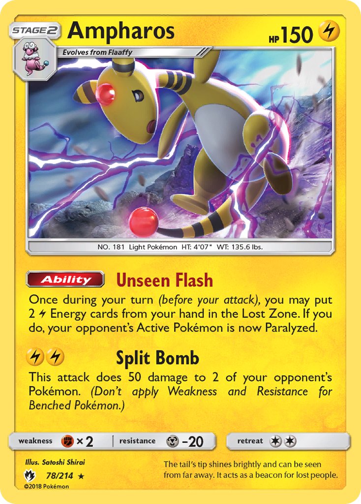 Ampharos (78/214) (Theme Deck Exclusive) [Sun & Moon: Lost Thunder] | I Want That Stuff Brandon