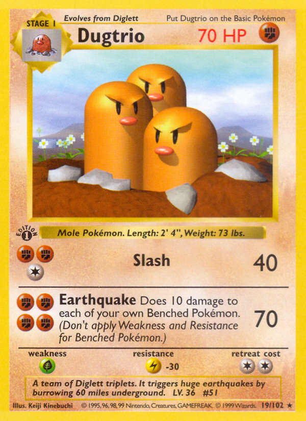 Dugtrio (19/102) (Shadowless) [Base Set 1st Edition] | I Want That Stuff Brandon