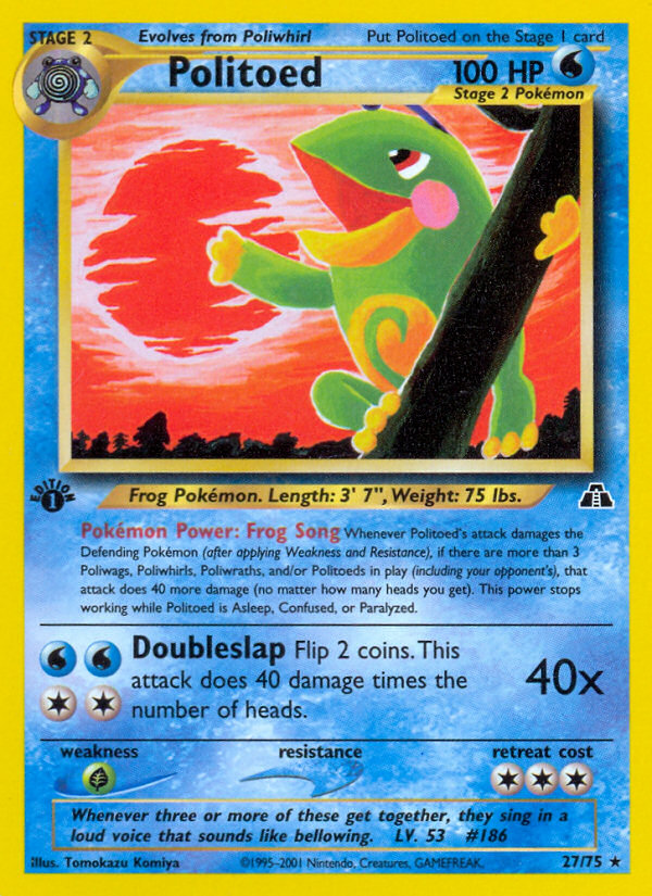 Politoed (27/75) [Neo Discovery 1st Edition] | I Want That Stuff Brandon