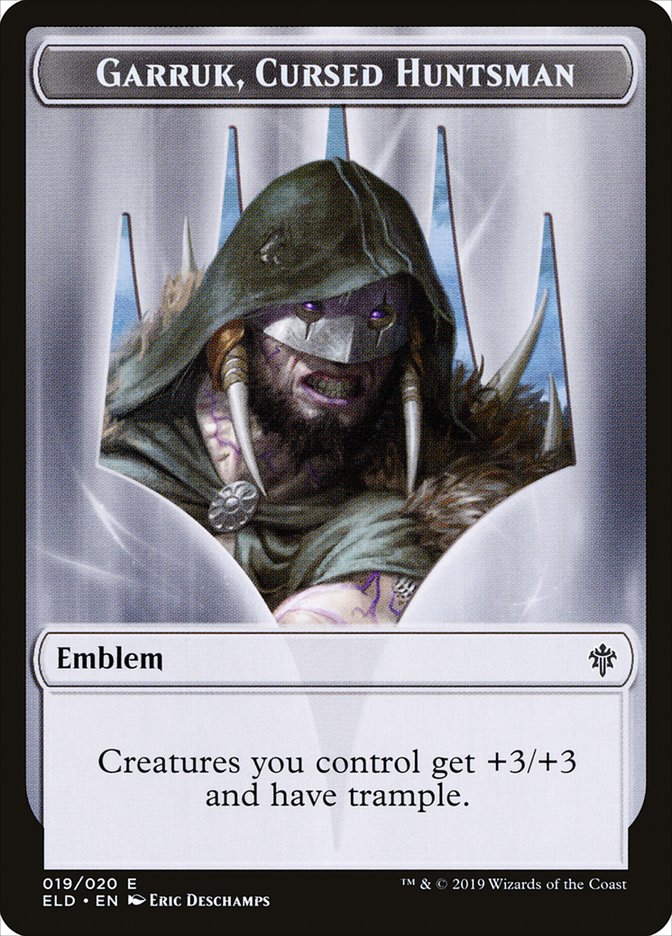 Garruk, Cursed Huntsman Emblem [Throne of Eldraine Tokens] | I Want That Stuff Brandon