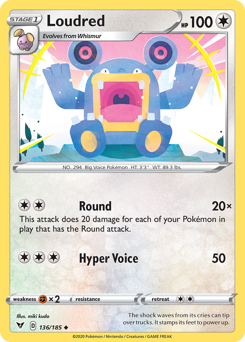 Loudred (136/185) [Sword & Shield: Vivid Voltage] | I Want That Stuff Brandon