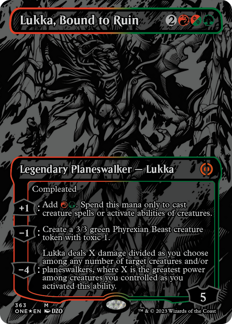 Lukka, Bound to Ruin (Oil Slick Raised Foil) [Phyrexia: All Will Be One] | I Want That Stuff Brandon
