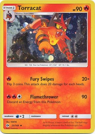 Torracat (25/149) (Cosmos Holo) [Sun & Moon: Base Set] | I Want That Stuff Brandon