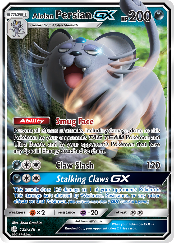 Alolan Persian GX (129/236) [Sun & Moon: Cosmic Eclipse] | I Want That Stuff Brandon