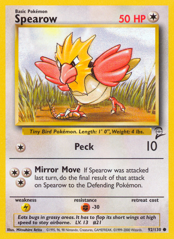 Spearow (92/130) [Base Set 2] | I Want That Stuff Brandon