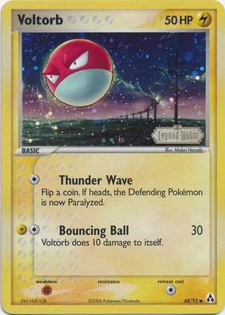 Voltorb (68/92) (Stamped) [EX: Legend Maker] | I Want That Stuff Brandon