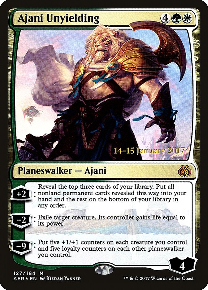 Ajani Unyielding [Aether Revolt Prerelease Promos] | I Want That Stuff Brandon