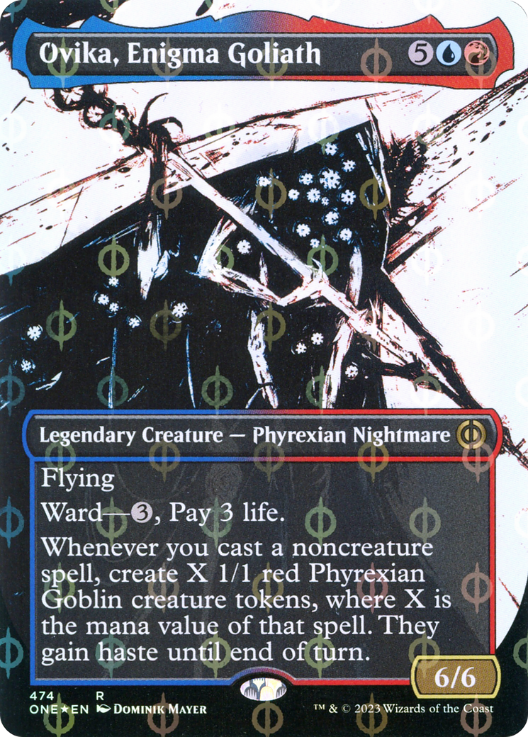 Ovika, Enigma Goliath (Borderless Ichor Step-and-Compleat Foil) [Phyrexia: All Will Be One] | I Want That Stuff Brandon