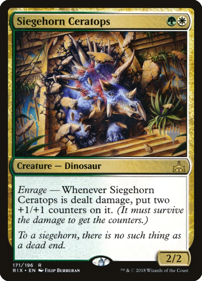 Siegehorn Ceratops (Promo Pack) [Rivals of Ixalan Promos] | I Want That Stuff Brandon