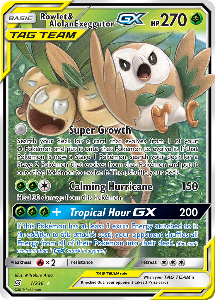 Rowlet & Alolan Exeggutor GX (1/236) [Sun & Moon: Unified Minds] | I Want That Stuff Brandon