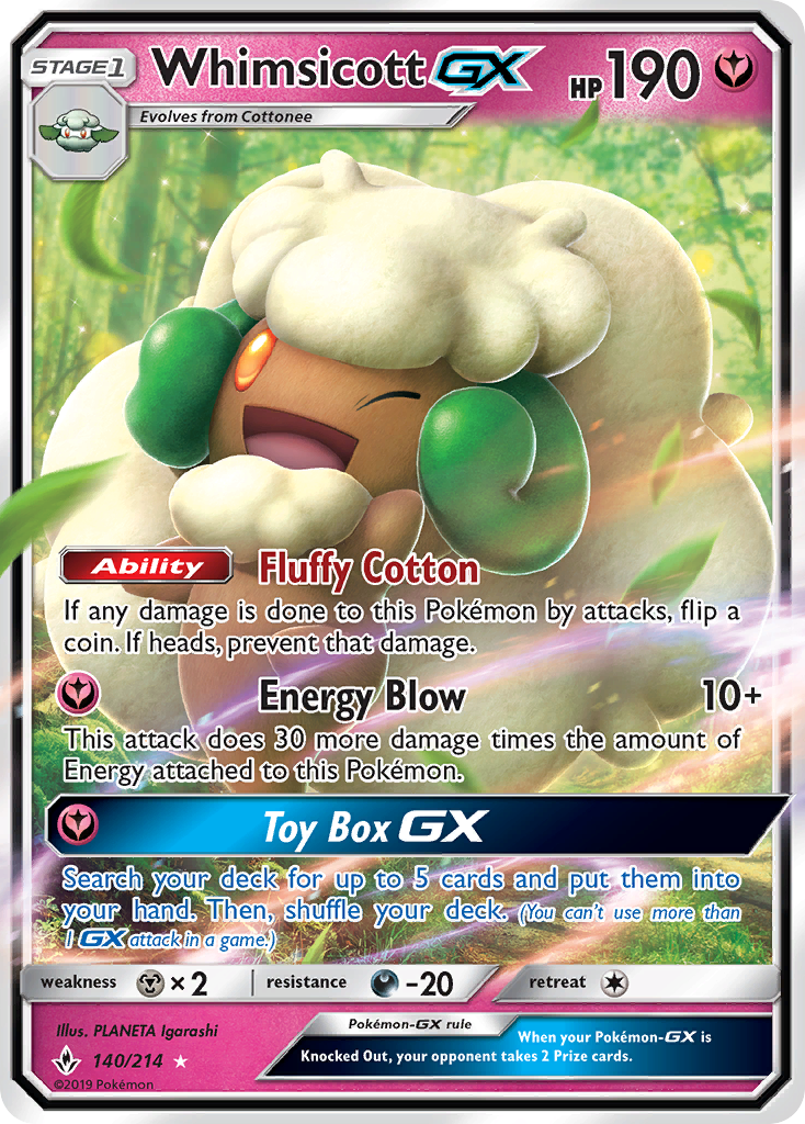 Whimsicott GX (140/214) [Sun & Moon: Unbroken Bonds] | I Want That Stuff Brandon