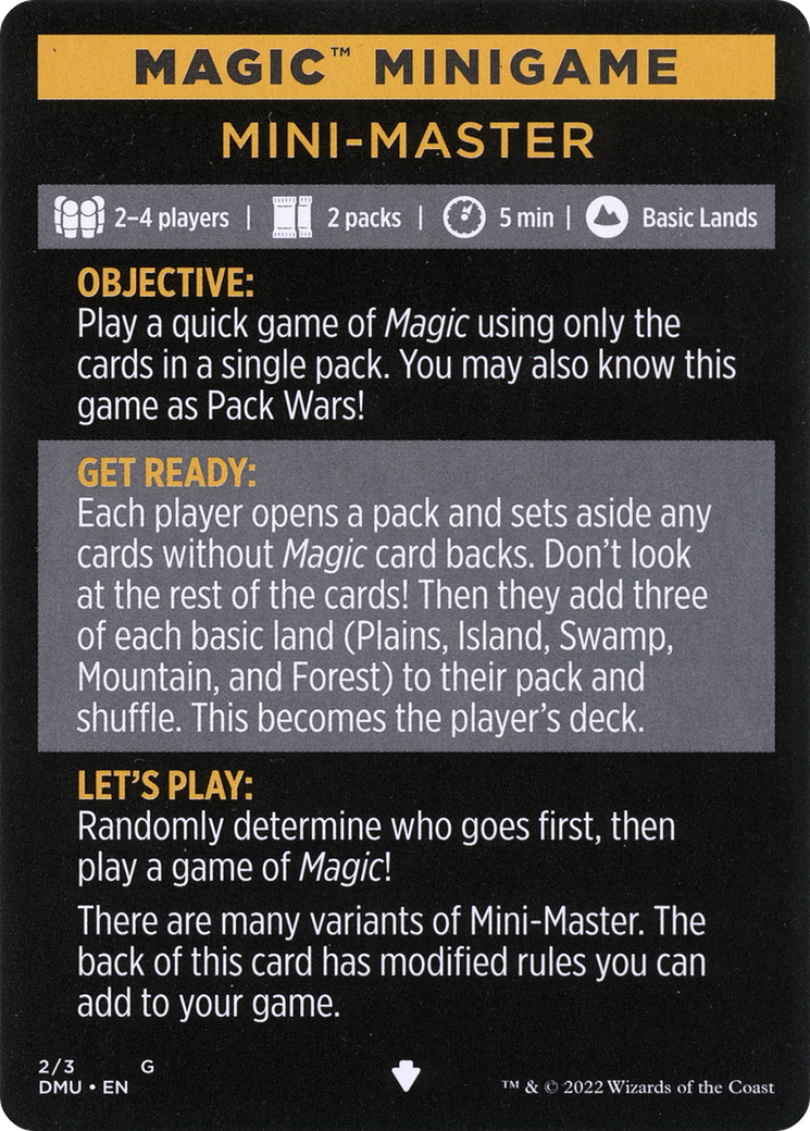 Mini-Master (Magic Minigame) [Commander Legends: Battle for Baldur's Gate Minigame] | I Want That Stuff Brandon