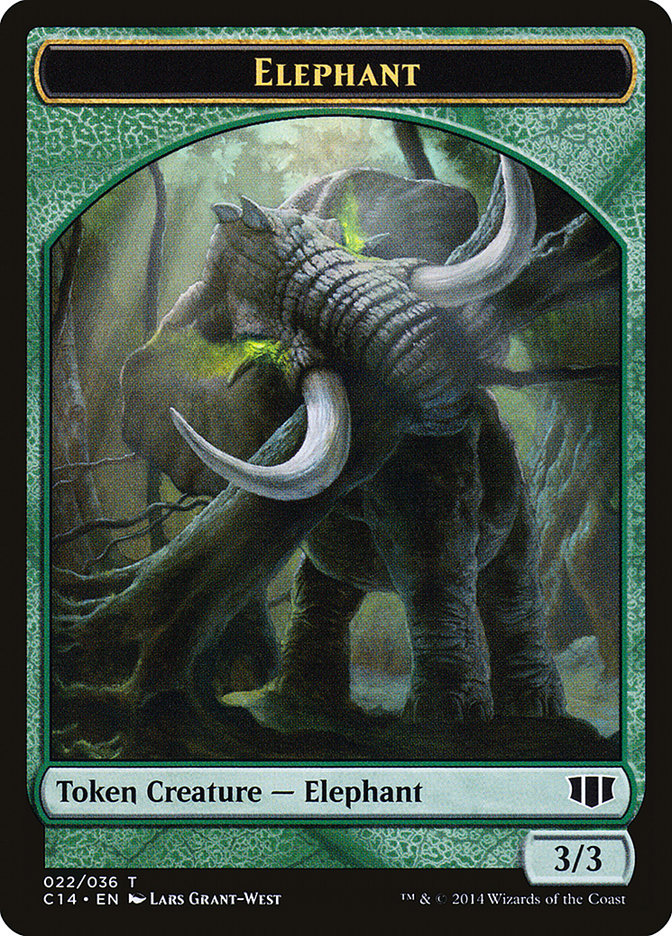 Elephant // Elf Warrior Double-Sided Token [Commander 2014 Tokens] | I Want That Stuff Brandon