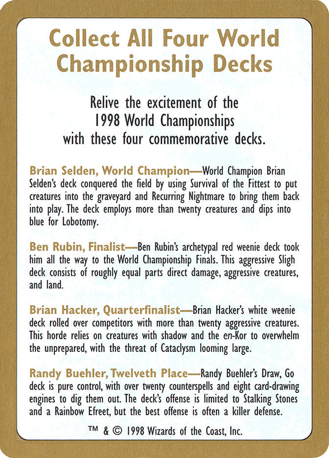 1998 World Championships Ad [World Championship Decks 1998] | I Want That Stuff Brandon