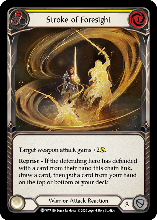 Stroke of Foresight (Yellow) [WTR139] Unlimited Edition Rainbow Foil | I Want That Stuff Brandon