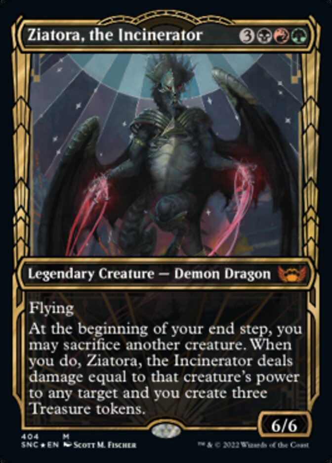 Ziatora, the Incinerator (Showcase Golden Age Gilded Foil) [Streets of New Capenna] | I Want That Stuff Brandon