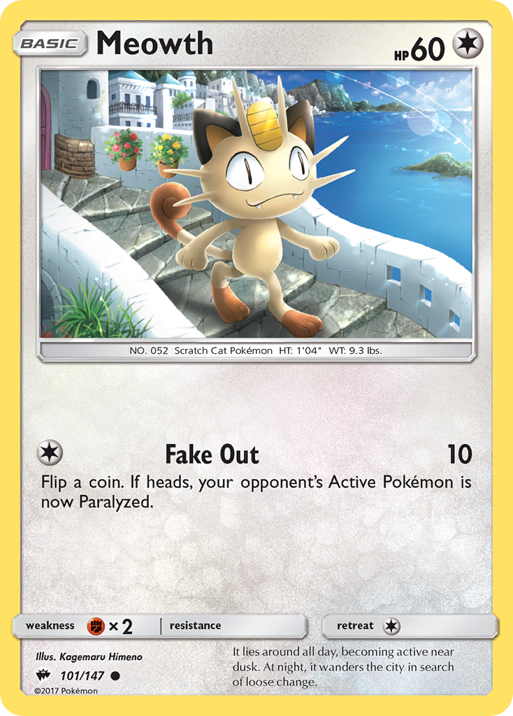 Meowth (101/147) [Sun & Moon: Burning Shadows] | I Want That Stuff Brandon