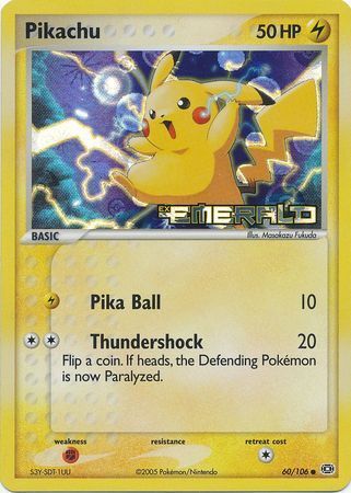 Pikachu (60/106) (Stamped) [EX: Emerald] | I Want That Stuff Brandon