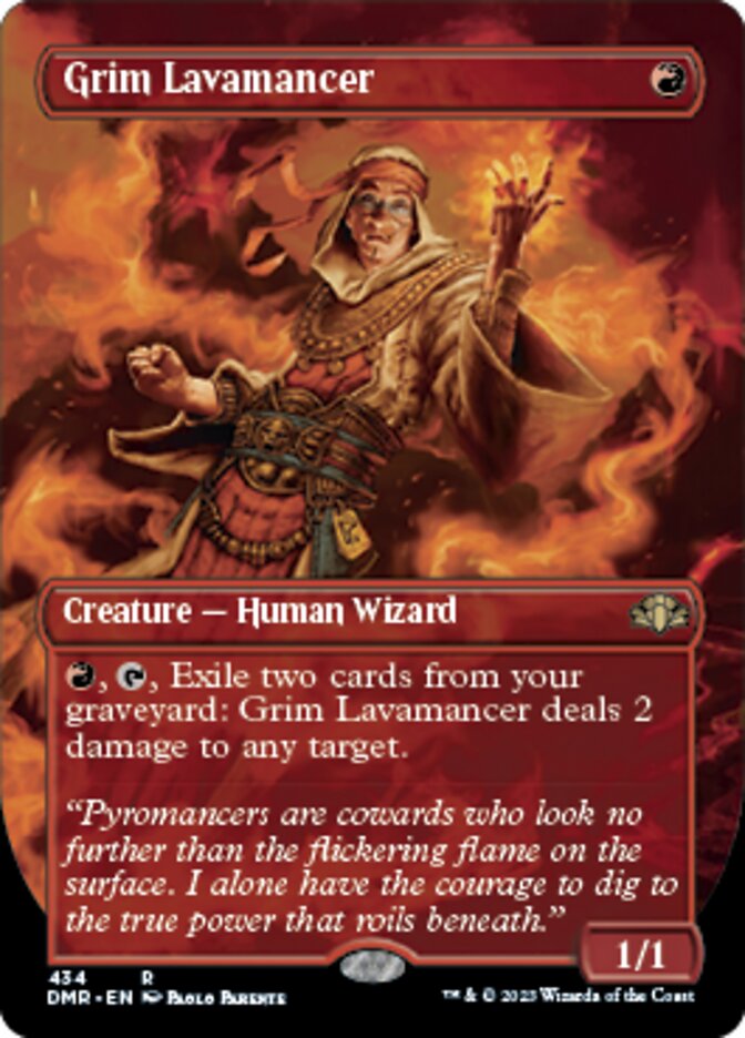 Grim Lavamancer (Borderless Alternate Art) [Dominaria Remastered] | I Want That Stuff Brandon