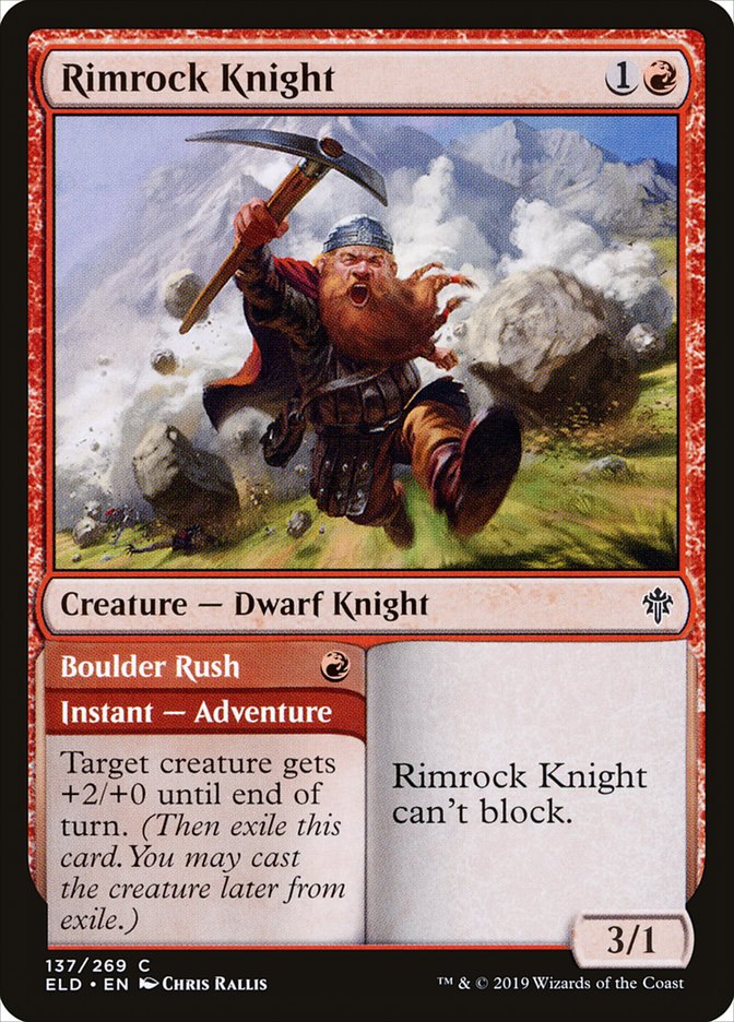 Rimrock Knight // Boulder Rush [Throne of Eldraine] | I Want That Stuff Brandon