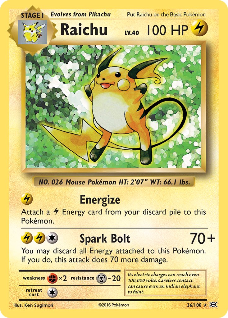 Raichu (36/108) (Theme Deck Exclusive) [XY: Evolutions] | I Want That Stuff Brandon