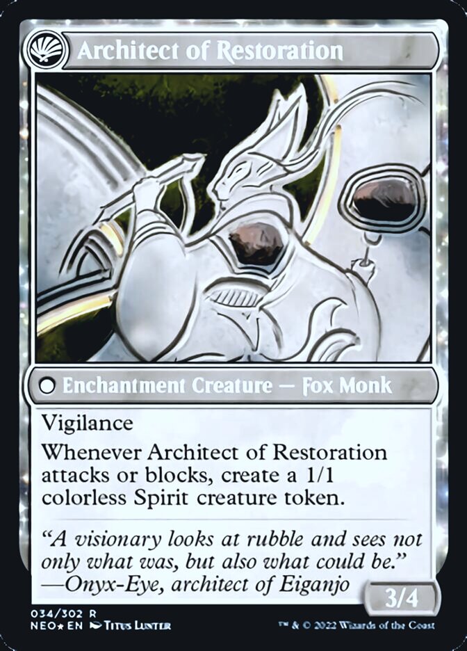 The Restoration of Eiganjo // Architect of Restoration [Kamigawa: Neon Dynasty Prerelease Promos] | I Want That Stuff Brandon