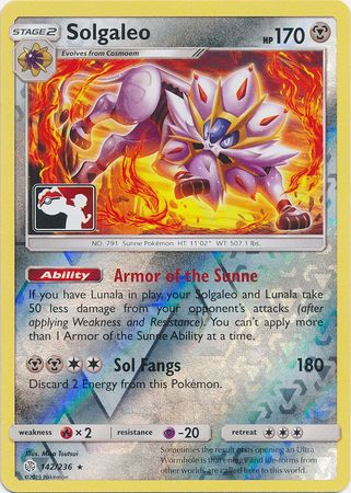 Solgaleo (142/236) (Pokemon Club Special Print) [Sun & Moon: Cosmic Eclipse] | I Want That Stuff Brandon