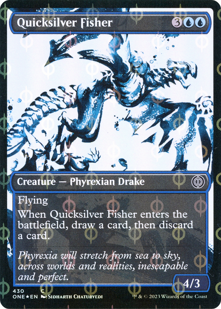 Quicksilver Fisher (Showcase Ichor Step-and-Compleat Foil) [Phyrexia: All Will Be One] | I Want That Stuff Brandon